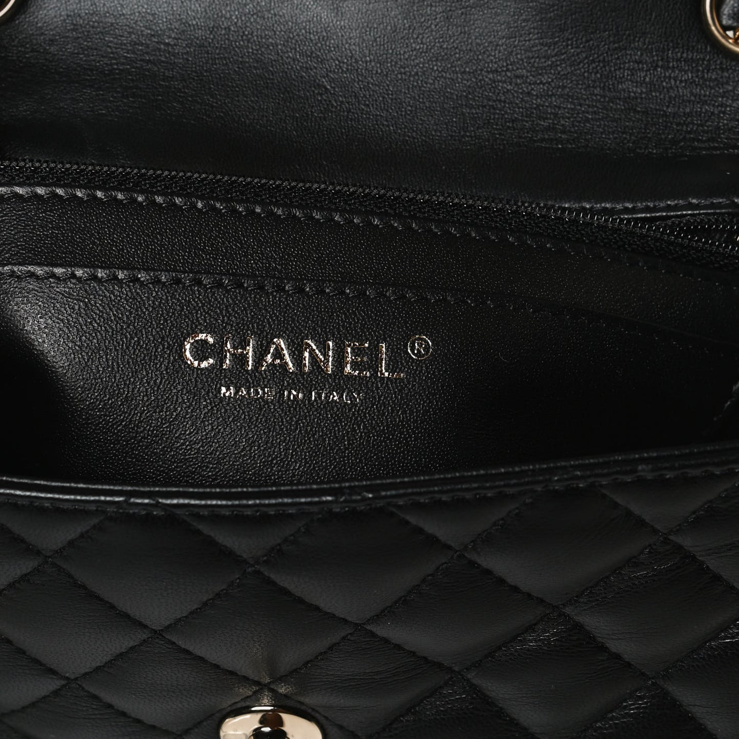 Lambskin Quilted Mini Rectangular Flap Black