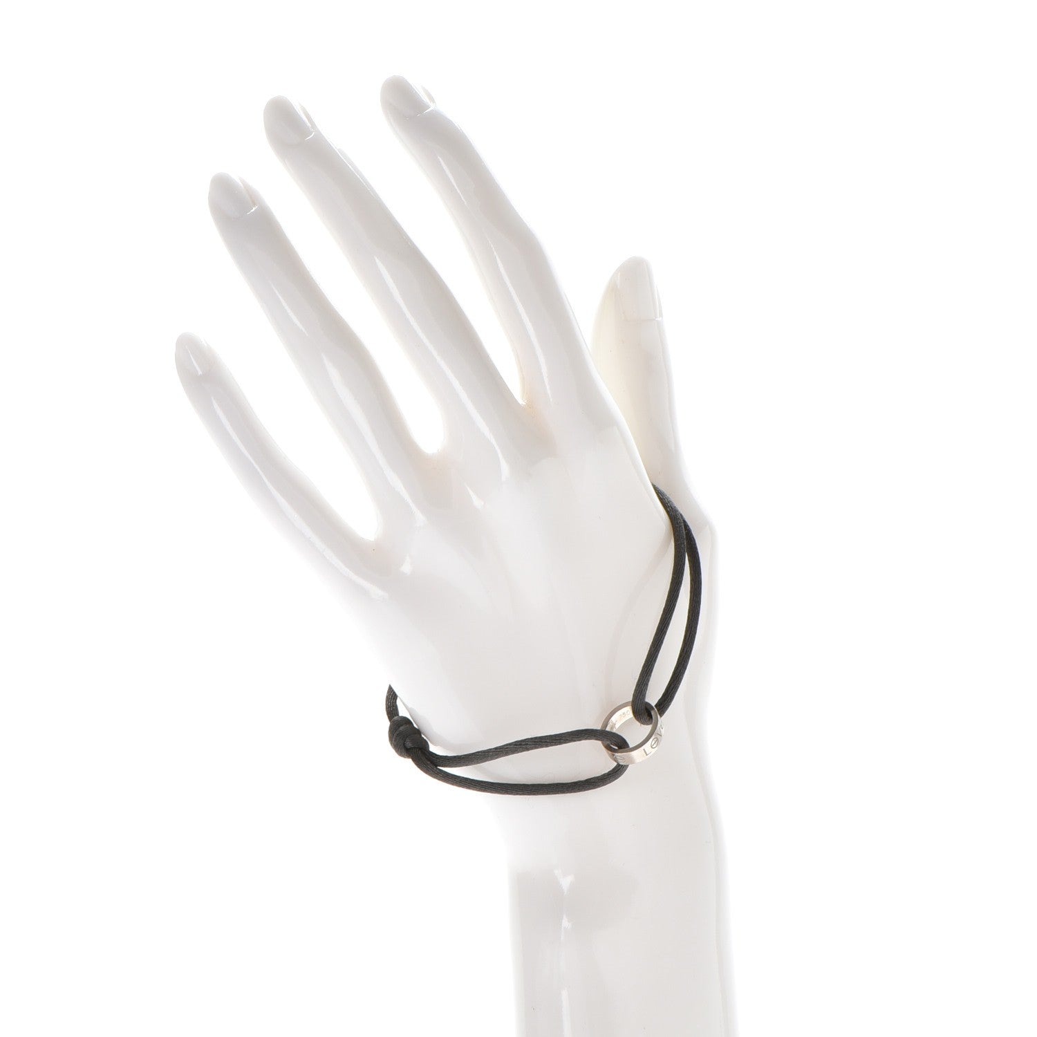 Cartier 18K White Gold Charity LOVE Adjustable Cord Bracelet Black 2 of 8