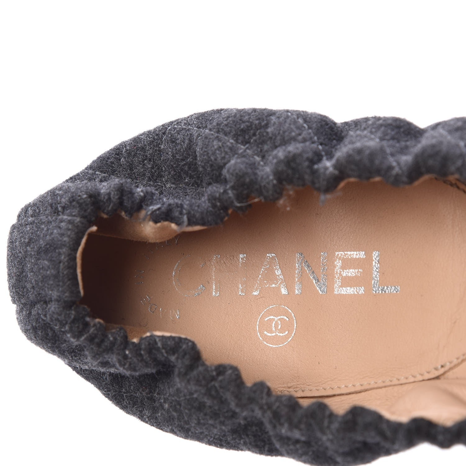 Chanel Tweed Quilted Camellia Cap Toe Ballerina Flats 40.5 Grey 9 of 10