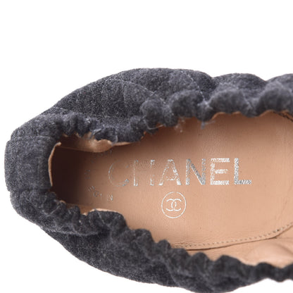 Chanel Tweed Quilted Camellia Cap Toe Ballerina Flats 40.5 Grey 9 of 10
