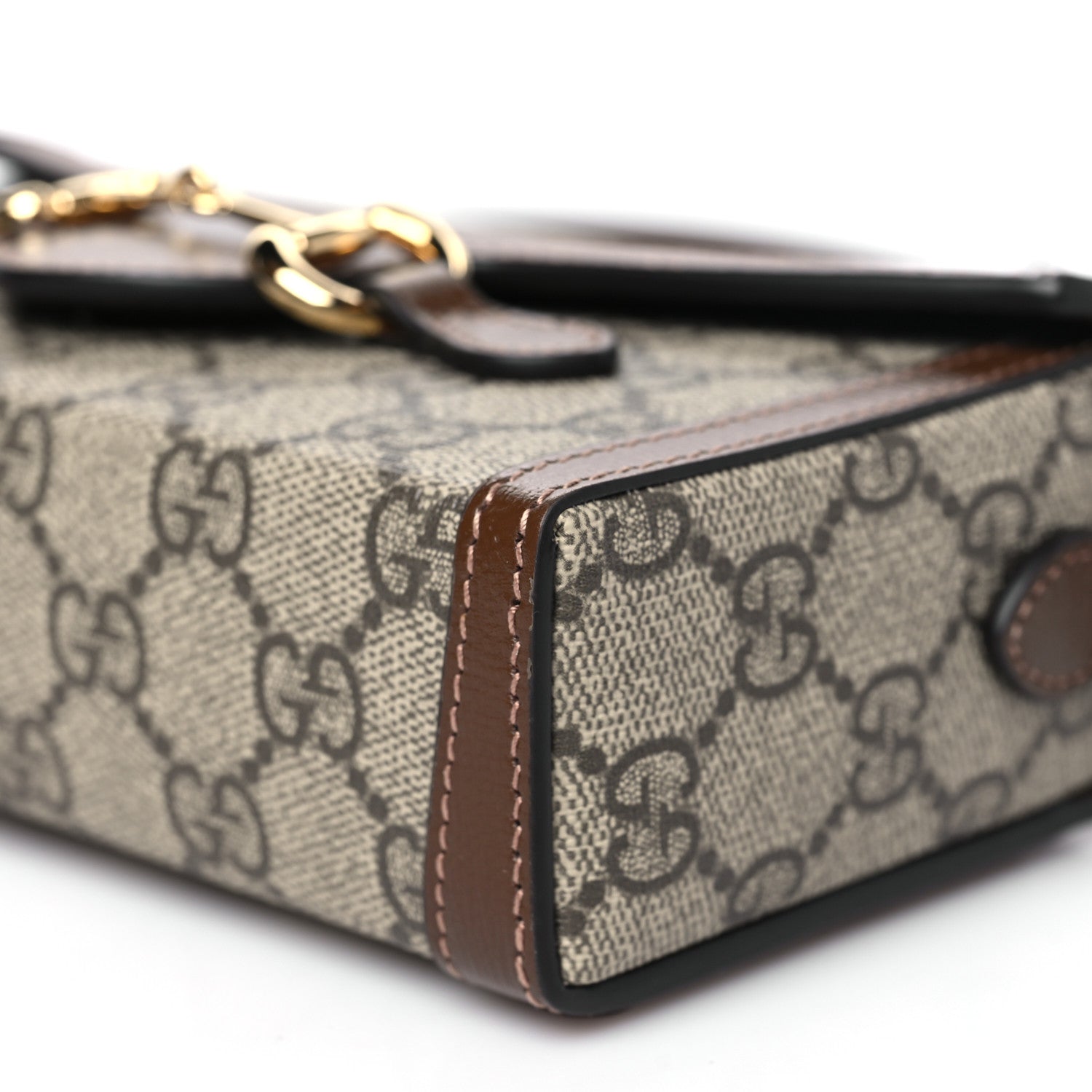 Gucci GG Supreme Monogram Mini Horsebit 1955 Shoulder Bag Beige Brown Sugar 10 of 10