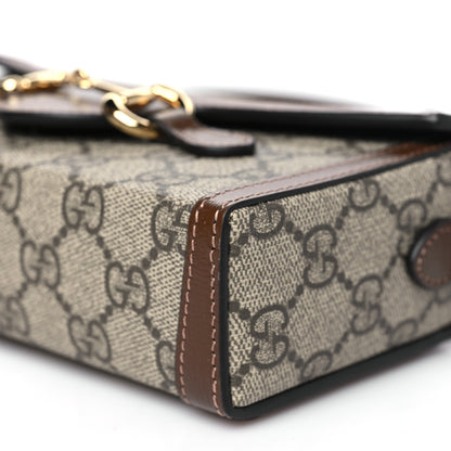 Gucci GG Supreme Monogram Mini Horsebit 1955 Shoulder Bag Beige Brown Sugar 10 of 10