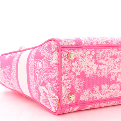 Christian Dior Canvas Toile De Jouy Reverse Embroidered Medium Lady D-Lite Fluorescent Pink 9 of 11