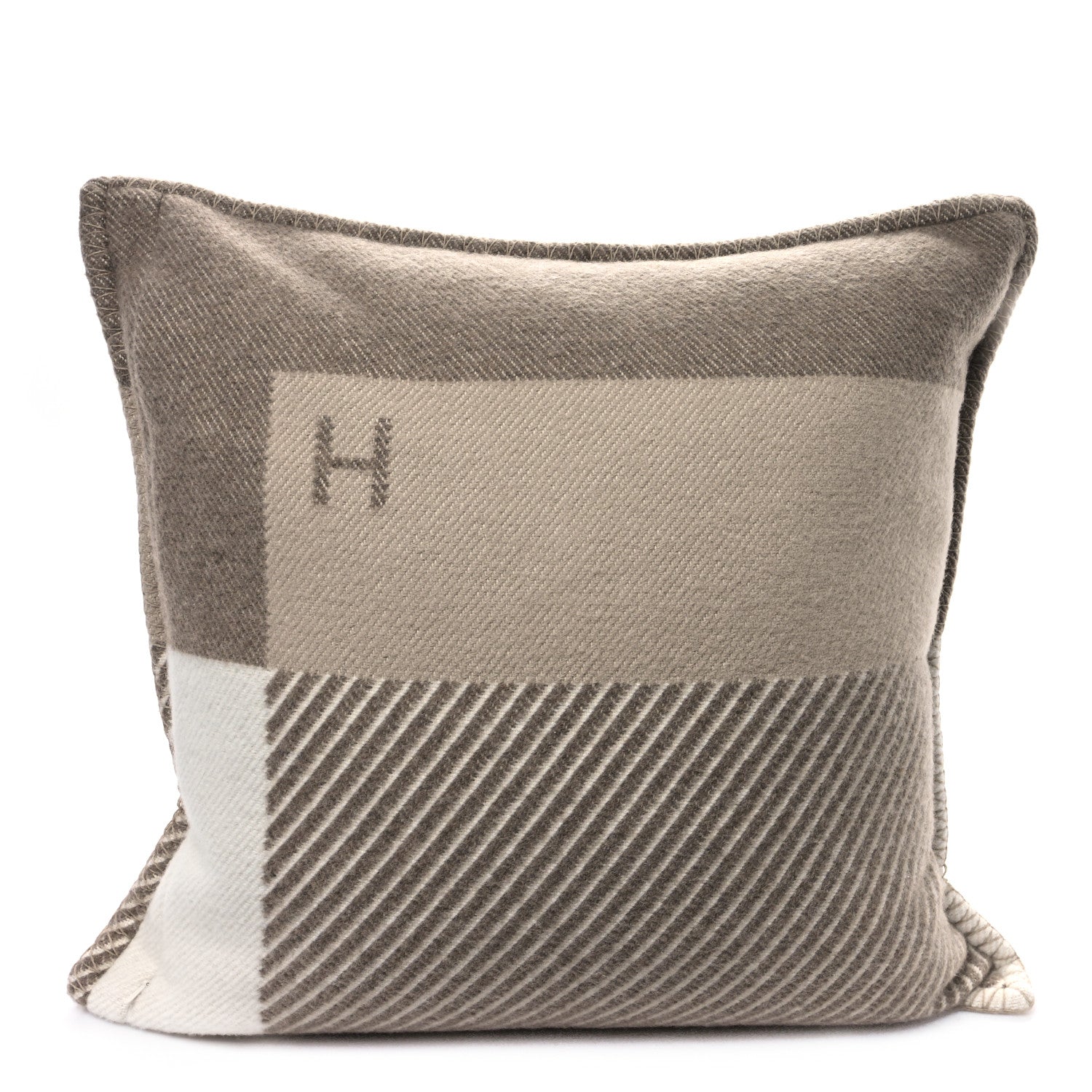 Hermes Wool Cashmere H Riviera Pillow Seigle 1 of 3