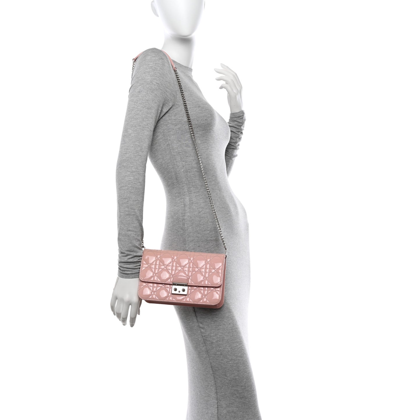 Patent Cannage Miss Dior Promenade Pouch Pink