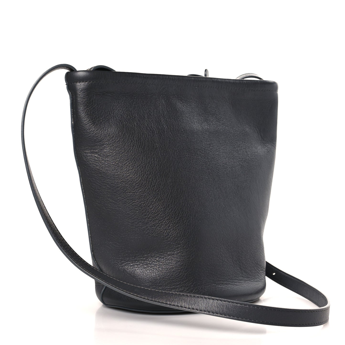 Pebbled Calfskin Zip Bucket Bag Aglio