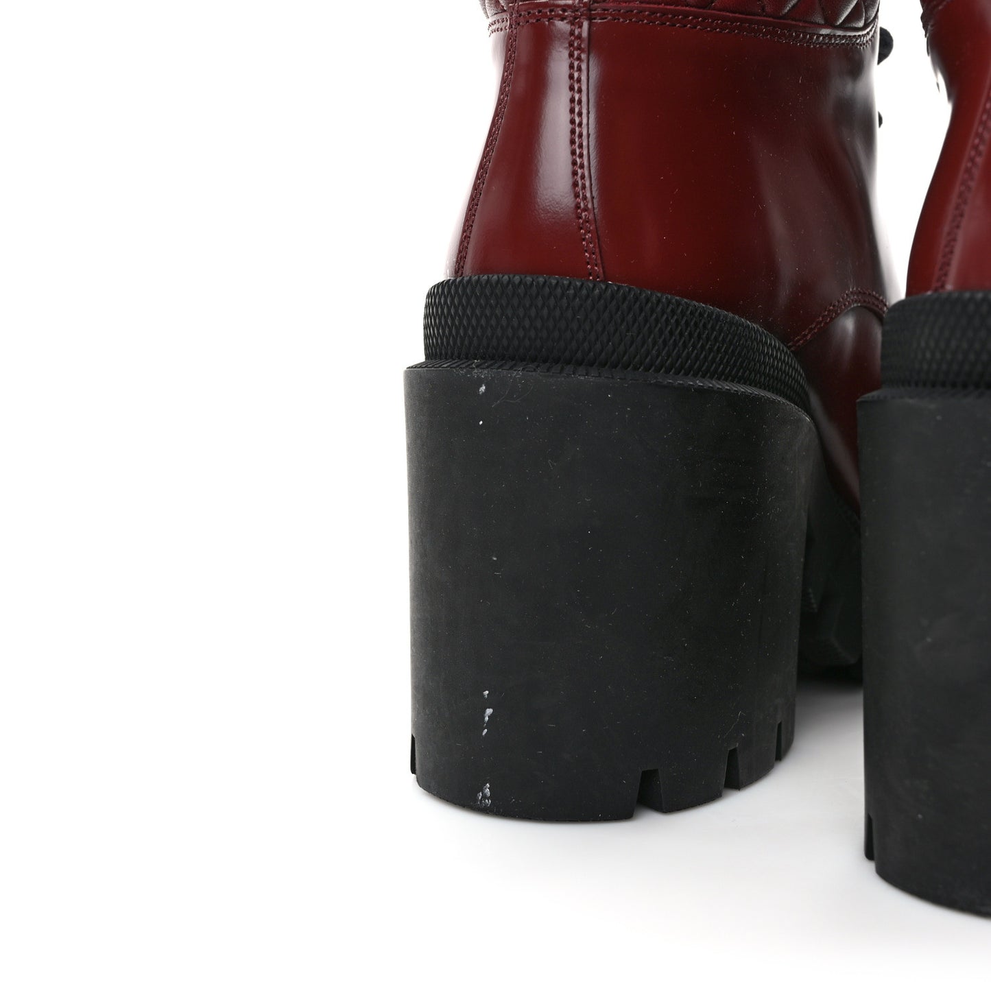 Magnum Calfskin Nappa Quilted Lace Up Ankle Boots 38.5 Garnet Red