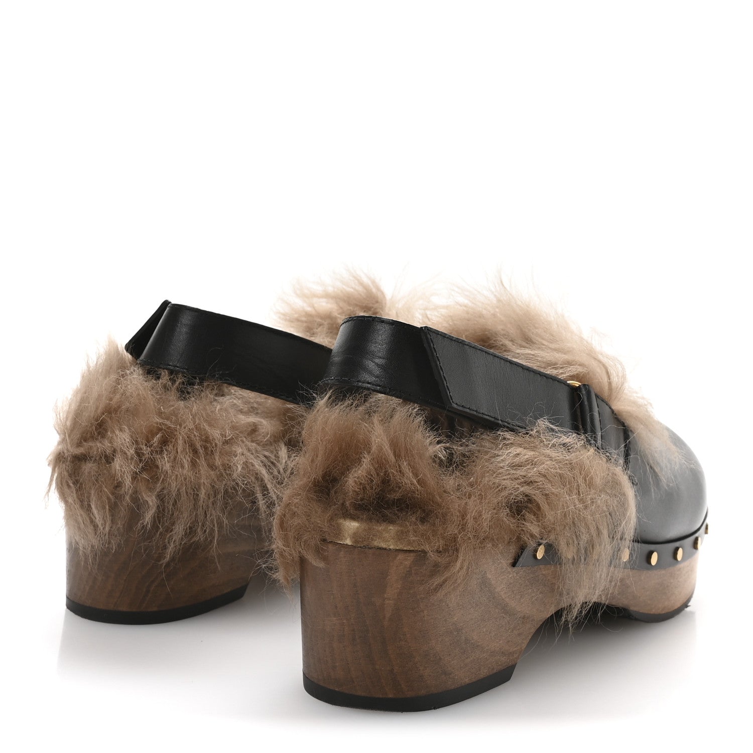 Gucci Calfskin Fur Horsebit Amstel Slingback Clogs 40 Black Naturale 5 of 8