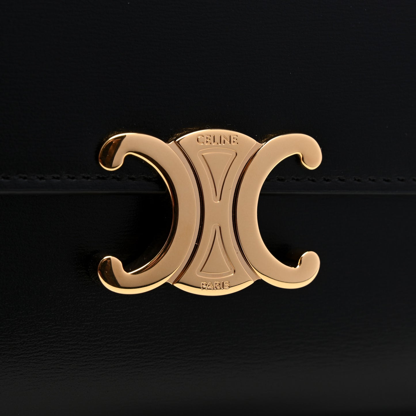 Shiny Calfskin Long Triomphe Wallet Black