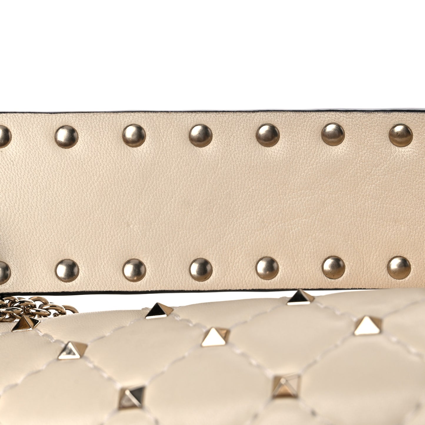 Nappa Medium Rockstud Spike Shoulder Bag Light Ivory