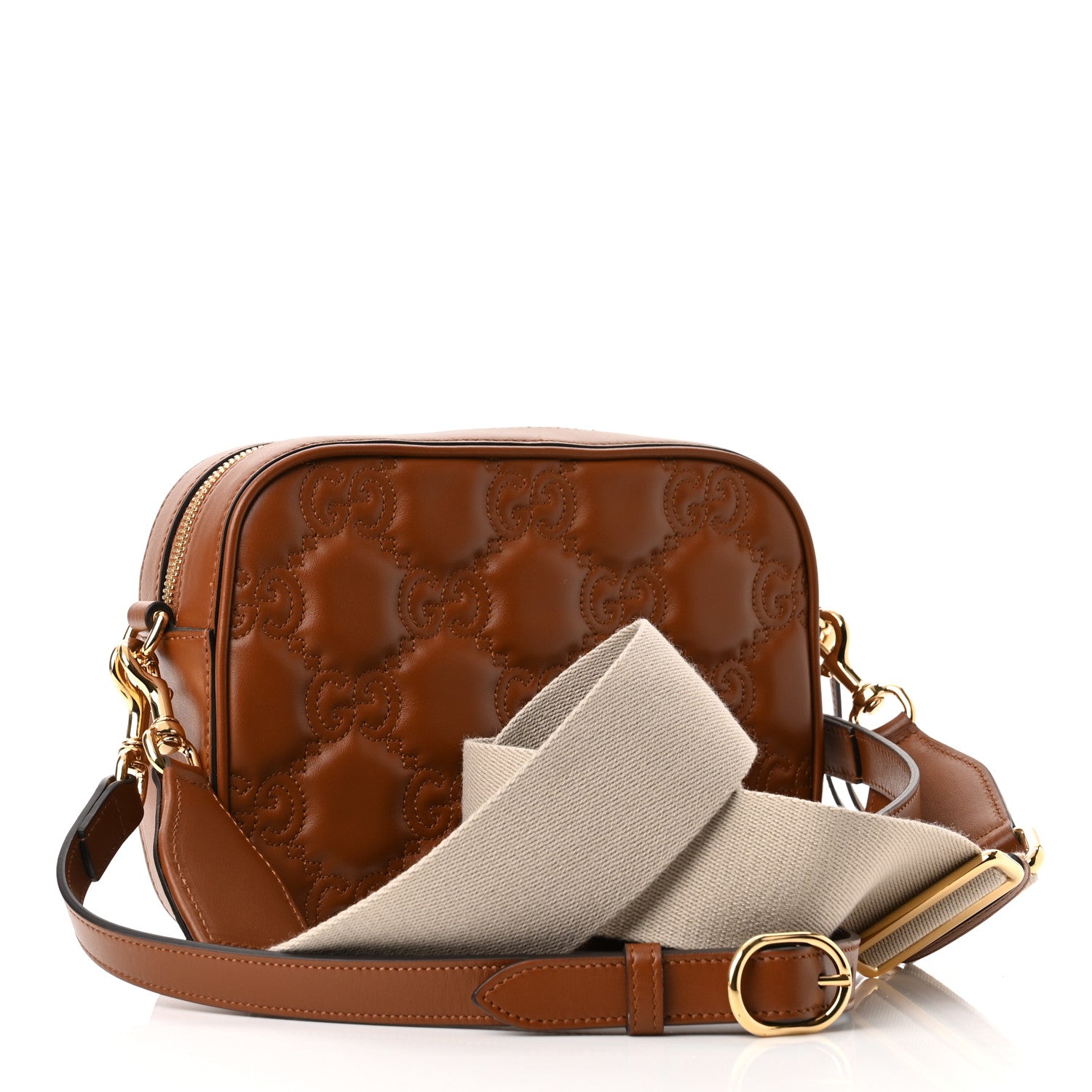 Gucci Calfskin GG Matelasse Shoulder Bag Peanut Brown Natural 2 of 9