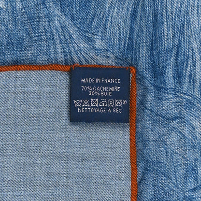 Hermes Cashmere Silk Les Ailes De Pegase Scarf 100 Denim Marine 3 of 3