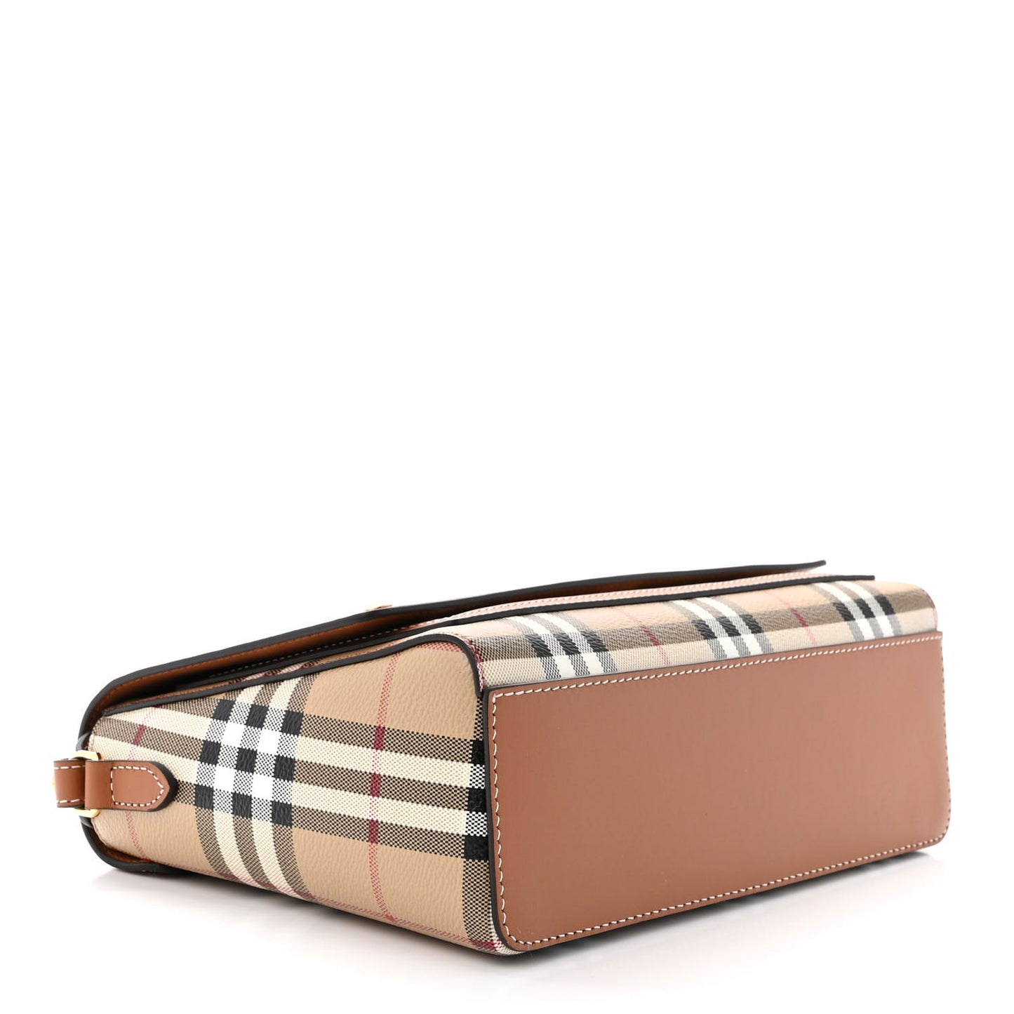 Coated Canvas Calfskin Vintage Check Medium Note Crossbody Bag Briar Brown