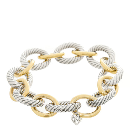 David Yurman Sterling Silver 18K Yellow Gold 18mm Extra Large Oval Link Bracelet 2 of 3