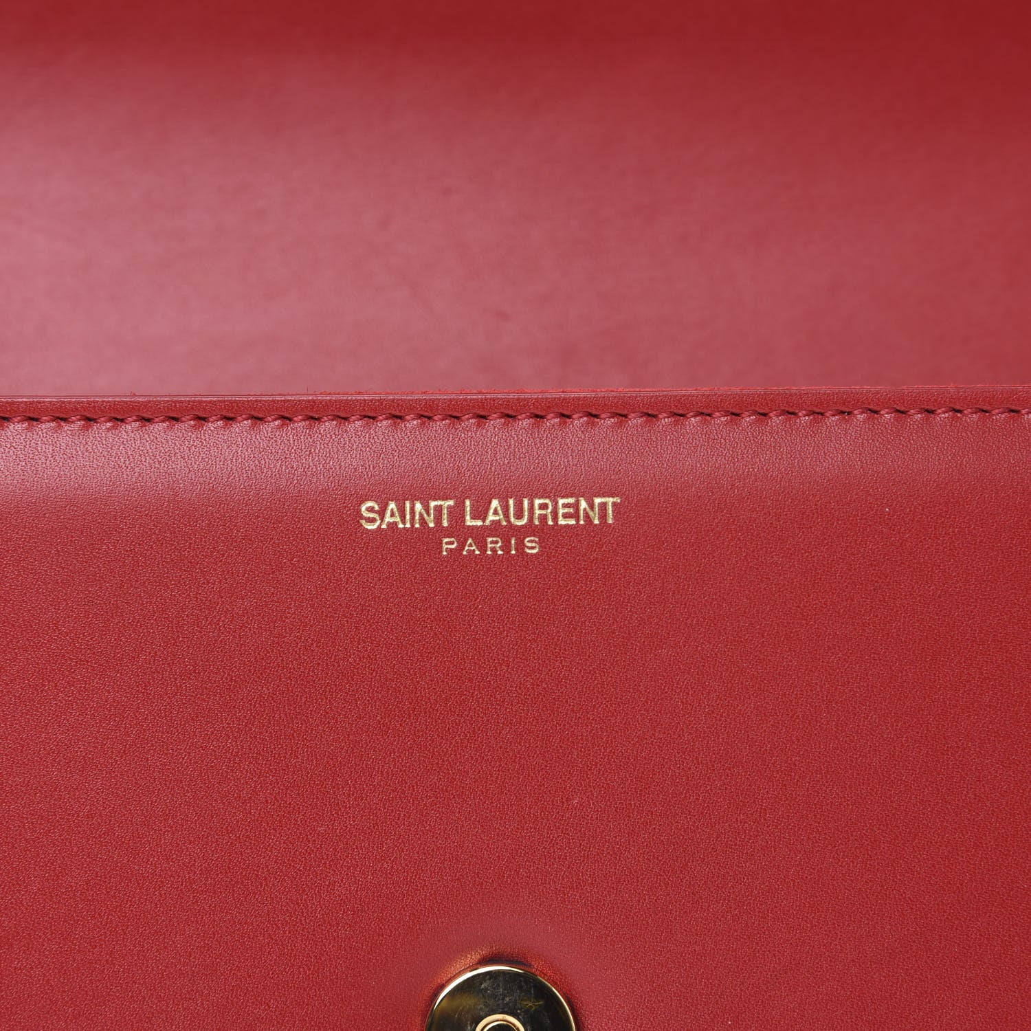 Saint Laurent Calfskin Lutetia Flap Clutch Red 6 of 12