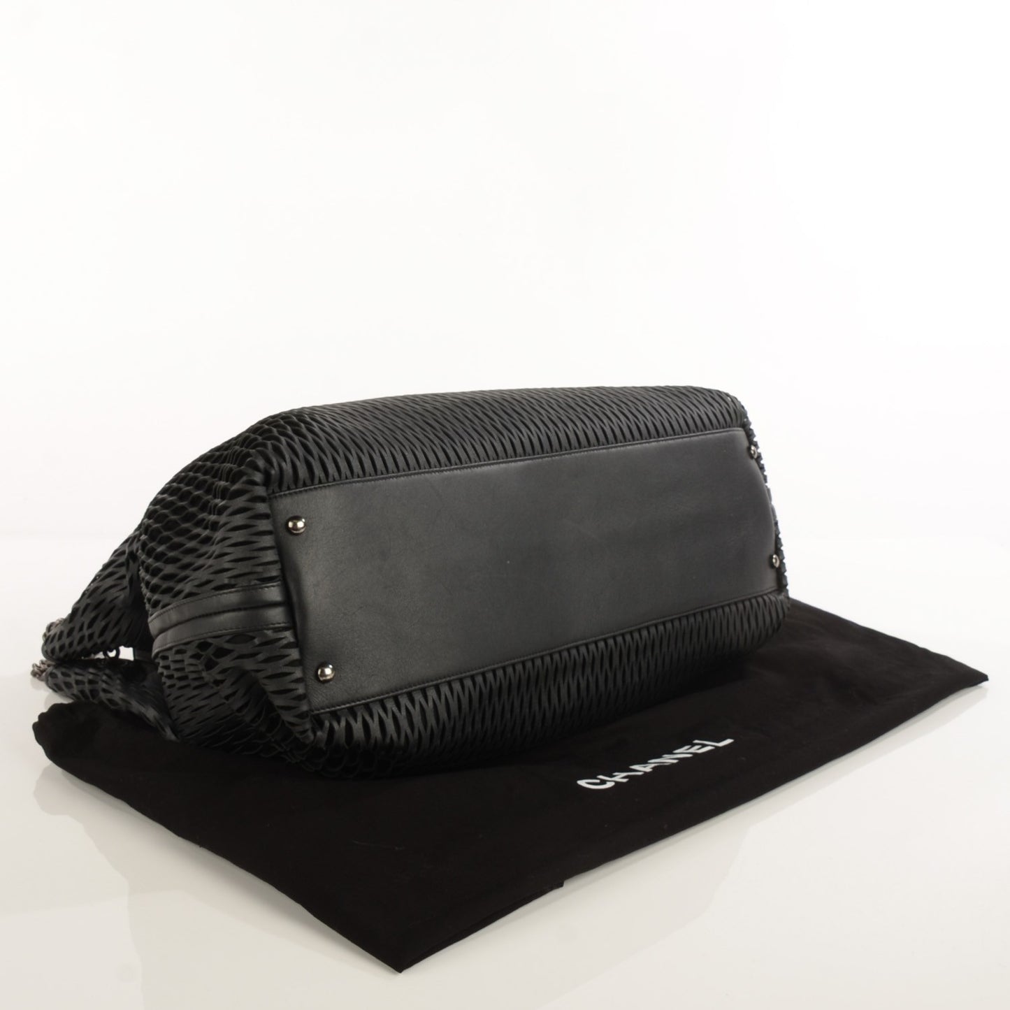 Calfskin Laser Cut Perforated CC Tote Black