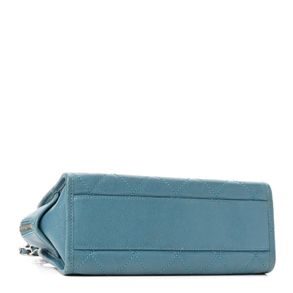 Chanel Caviar Quilted Small Deauville Bowling Bag Blue 4 of 10