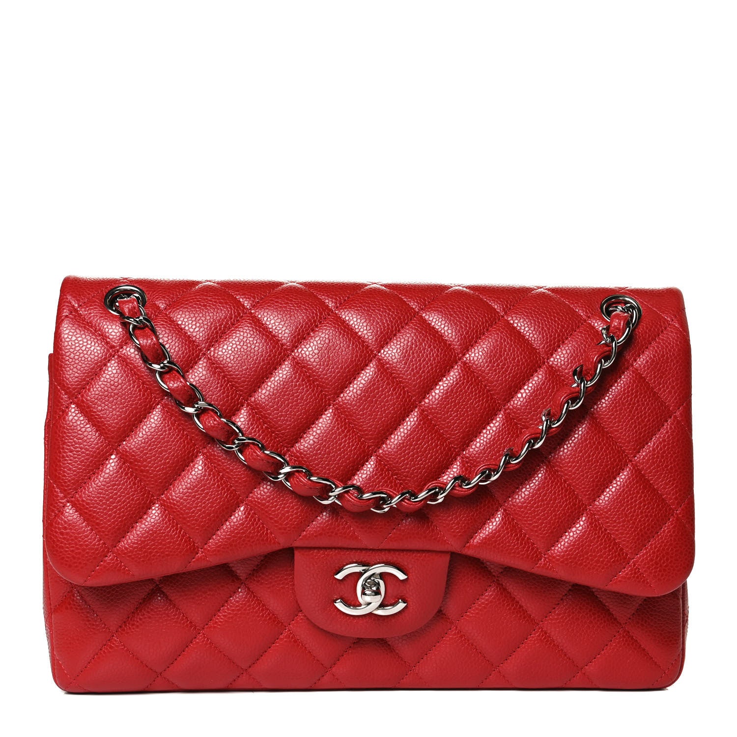 Chanel Caviar Quilted Jumbo Double Flap Red 1 of 11