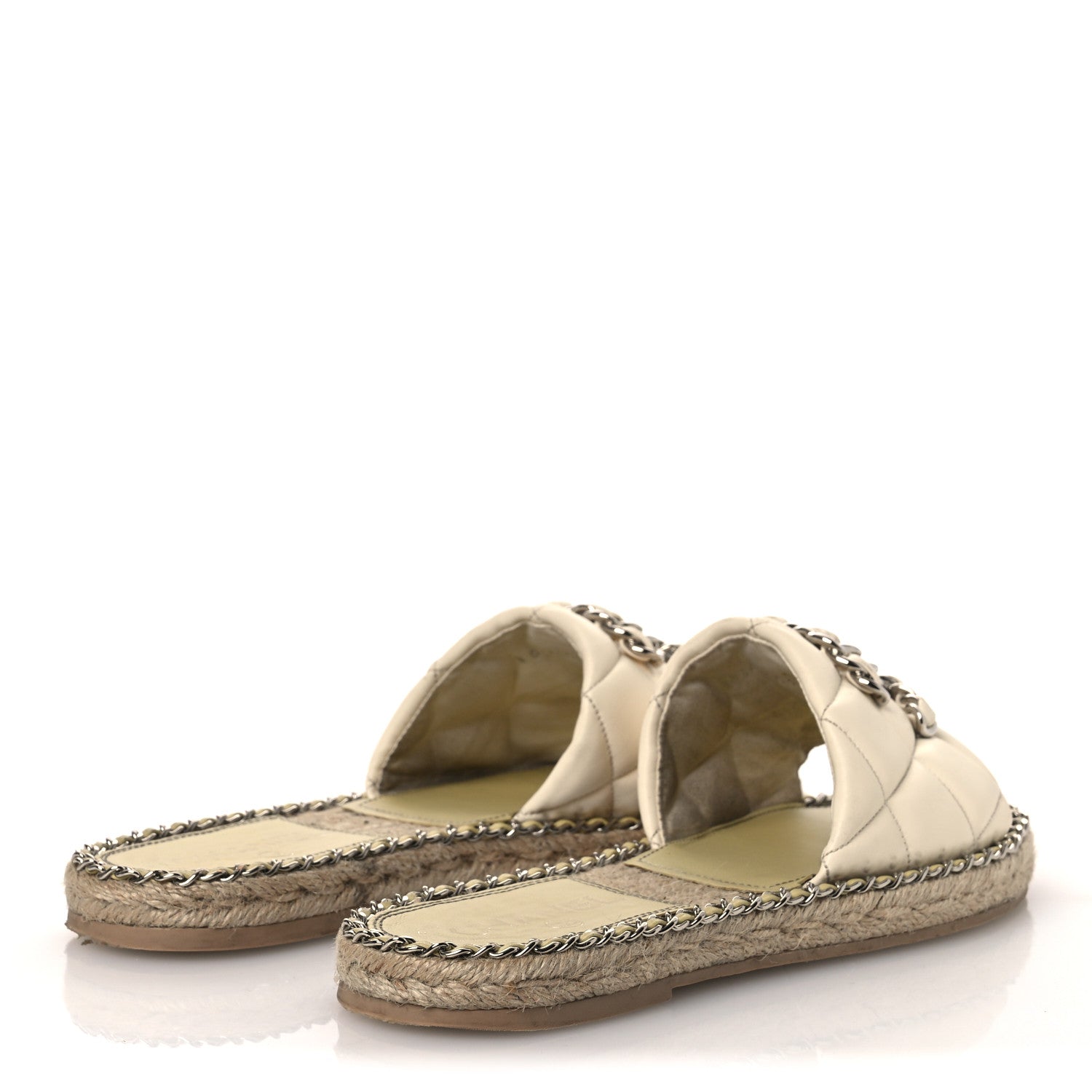 Chanel Lambskin Quilted CC Chain Espadrille Mules 38 White 5 of 14