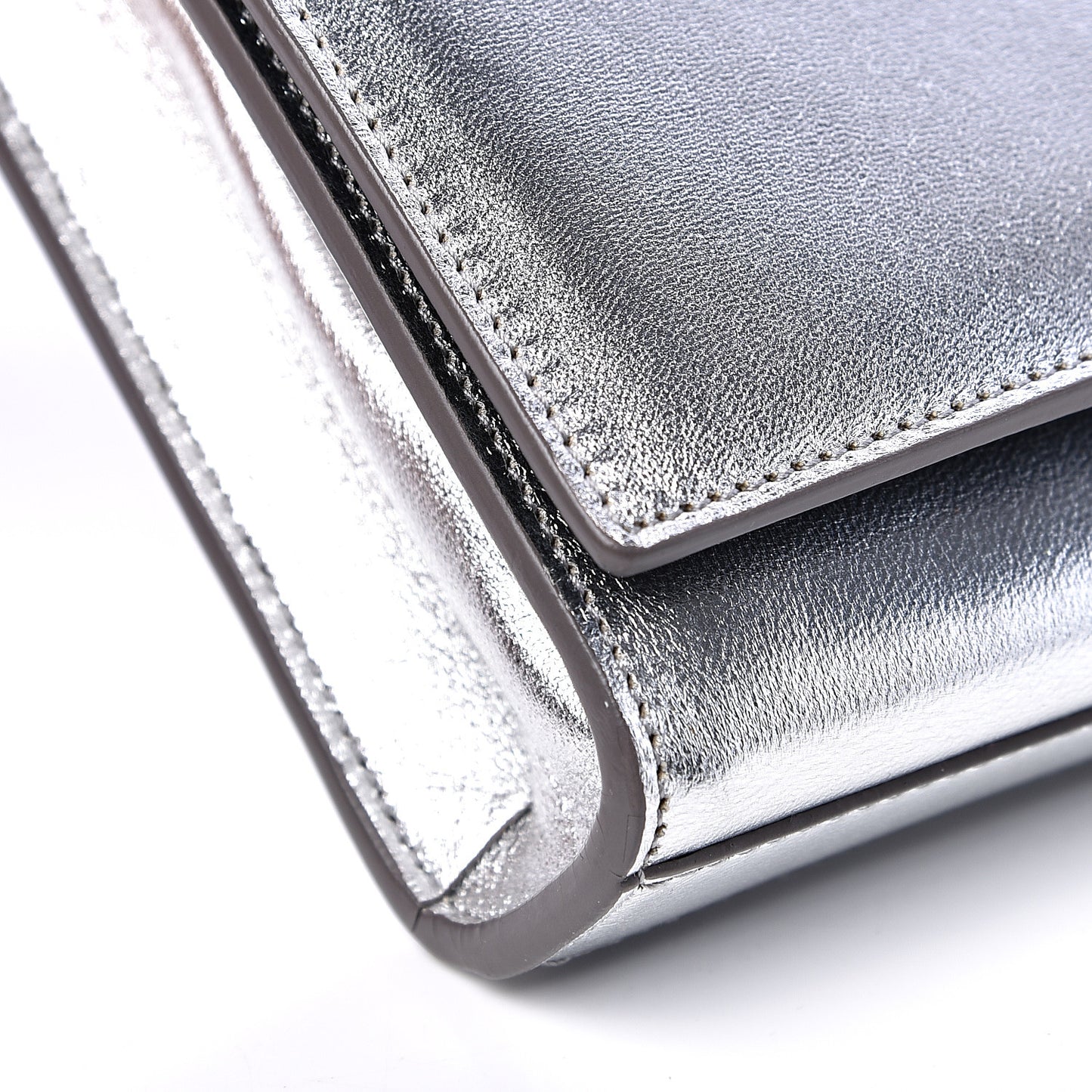 Metallic Calfskin Classic Monogram Cassandre Clutch Argento