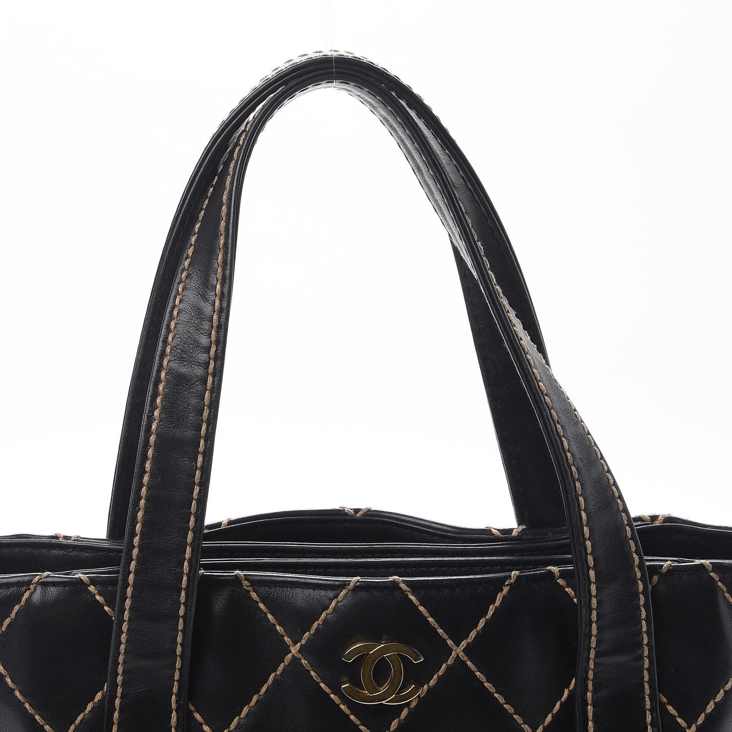 Chanel Calfskin Contrast Stitch Surpique Tote Black 9 of 12