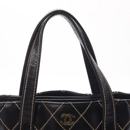 Chanel Calfskin Contrast Stitch Surpique Tote Black 9 of 12