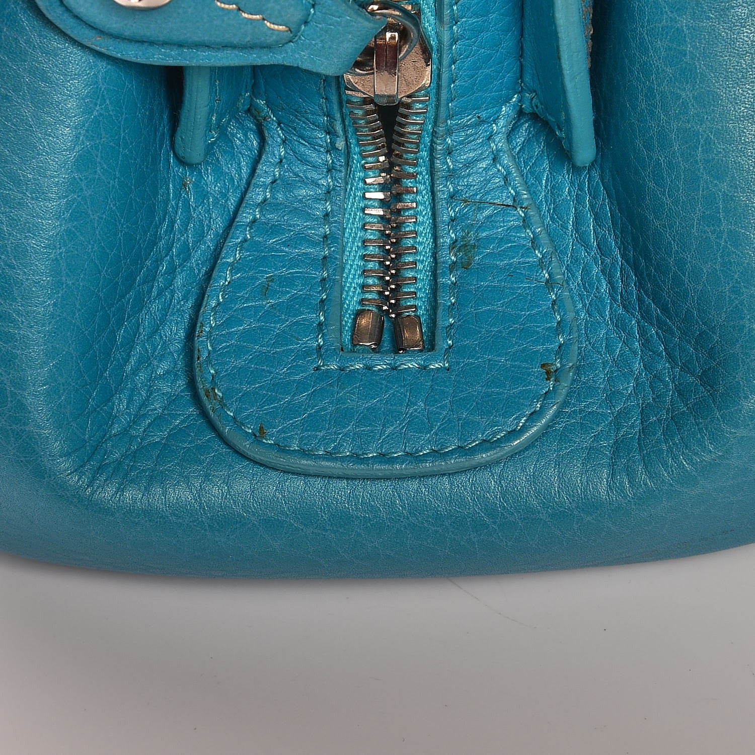 Christian Dior Calfskin Butterfly Pearls Frame Satchel Blue 11 of 11