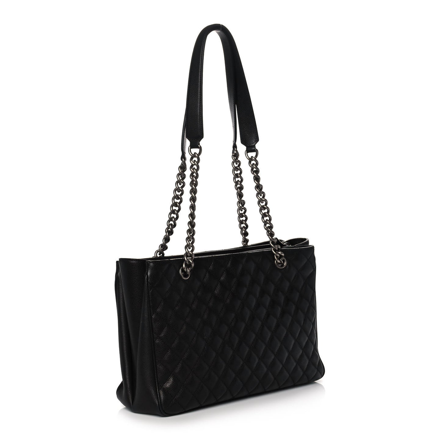 Caviar Quilted Medium Rock In Rome Tote Black
