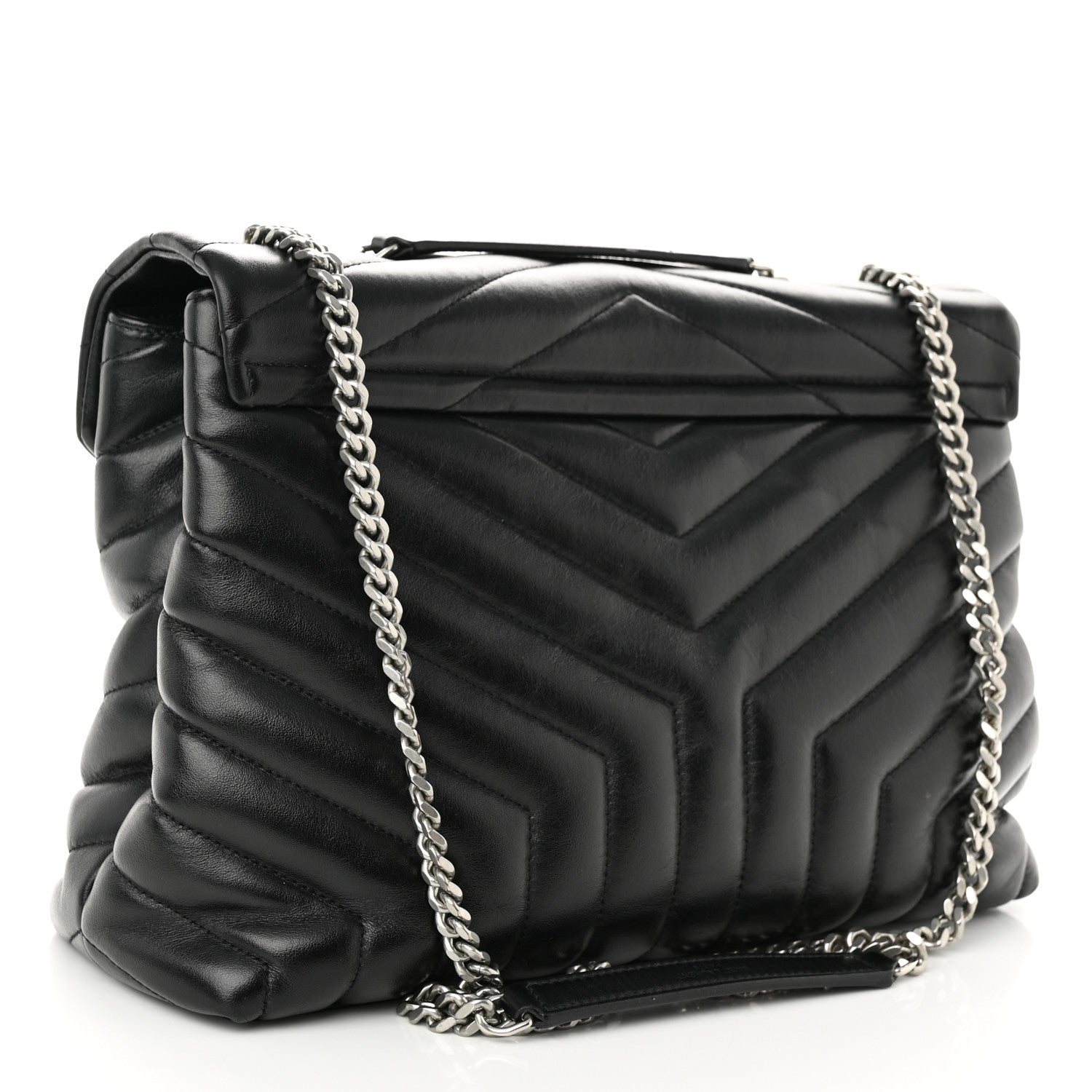 Saint Laurent Calfskin Y Quilted Monogram Medium Loulou Chain Satchel Black 3 of 11