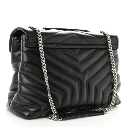 Saint Laurent Calfskin Y Quilted Monogram Medium Loulou Chain Satchel Black 3 of 11