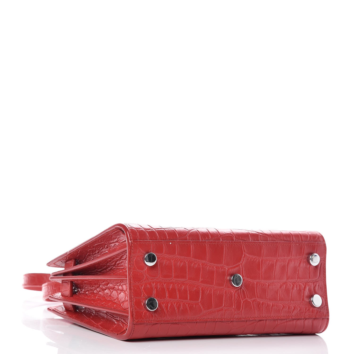 Saint Laurent Calfskin Crocodile Embossed Nano Sac De Jour Dark Red 4 of 10