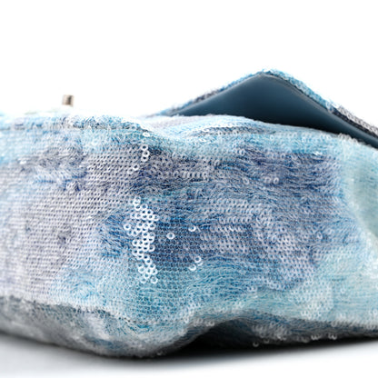 Chanel Sequin Large Waterfall Flap Light Blue 10 of 13