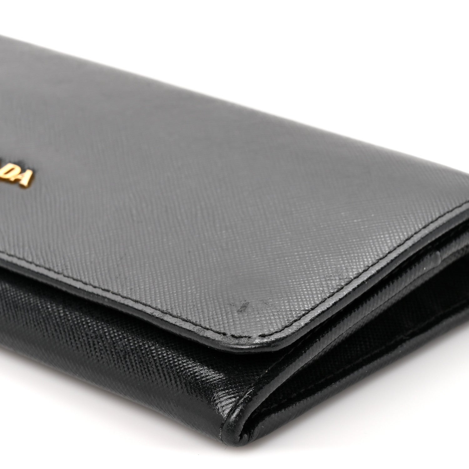 Prada Saffiano Metal Oro Chain Wallet Black 10 of 13