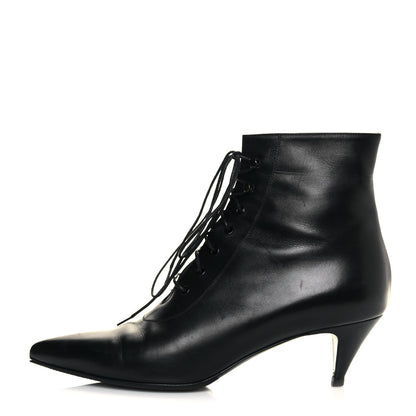 Saint Laurent Calfskin Cat 50 Laced Boots 39 Black 1 of 11