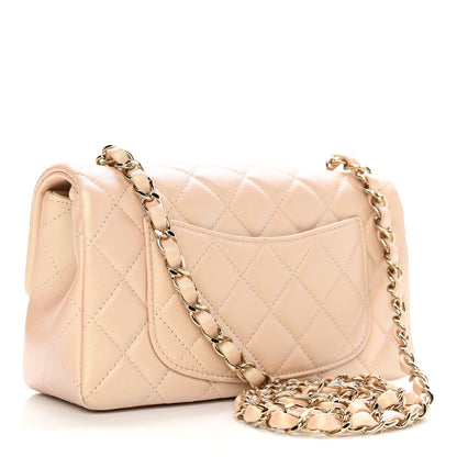 Chanel Iridescent Calfskin Quilted Mini Rectangular Flap Beige 3 of 11