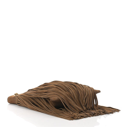 Saint Laurent Suede Calfskin Small Grace Fringed Hobo Bag Light Ocre 4 of 9