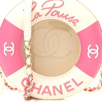 Chanel Lambskin Coco Lifesaver Round Bag Pink White 8 of 10