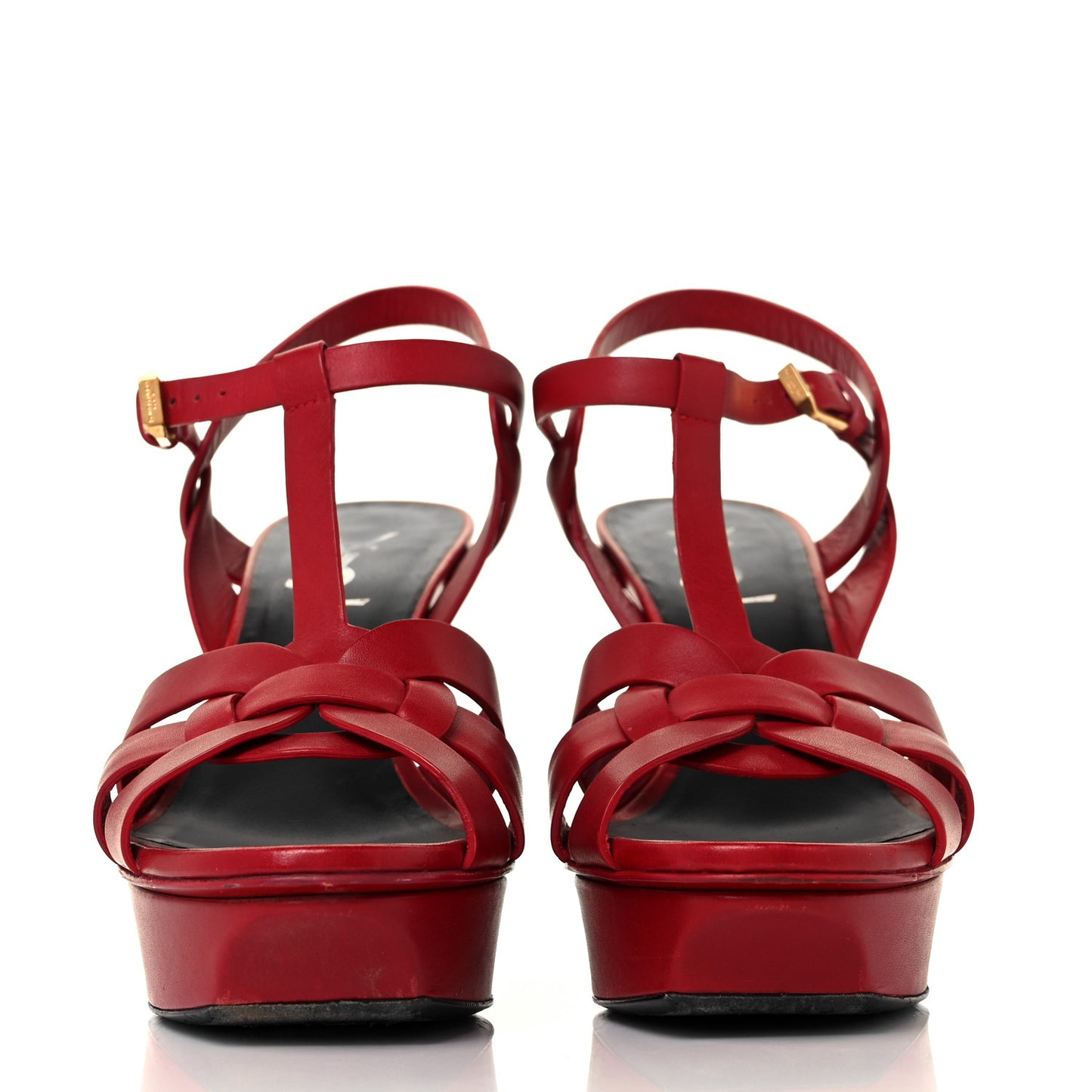 Calfskin Tribute 75 Platform Sandals 37 Rouge Orient