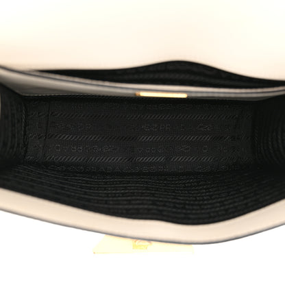 Prada Saffiano Cuir Triangle Embleme Flap Shoulder Bag White 5 of 13