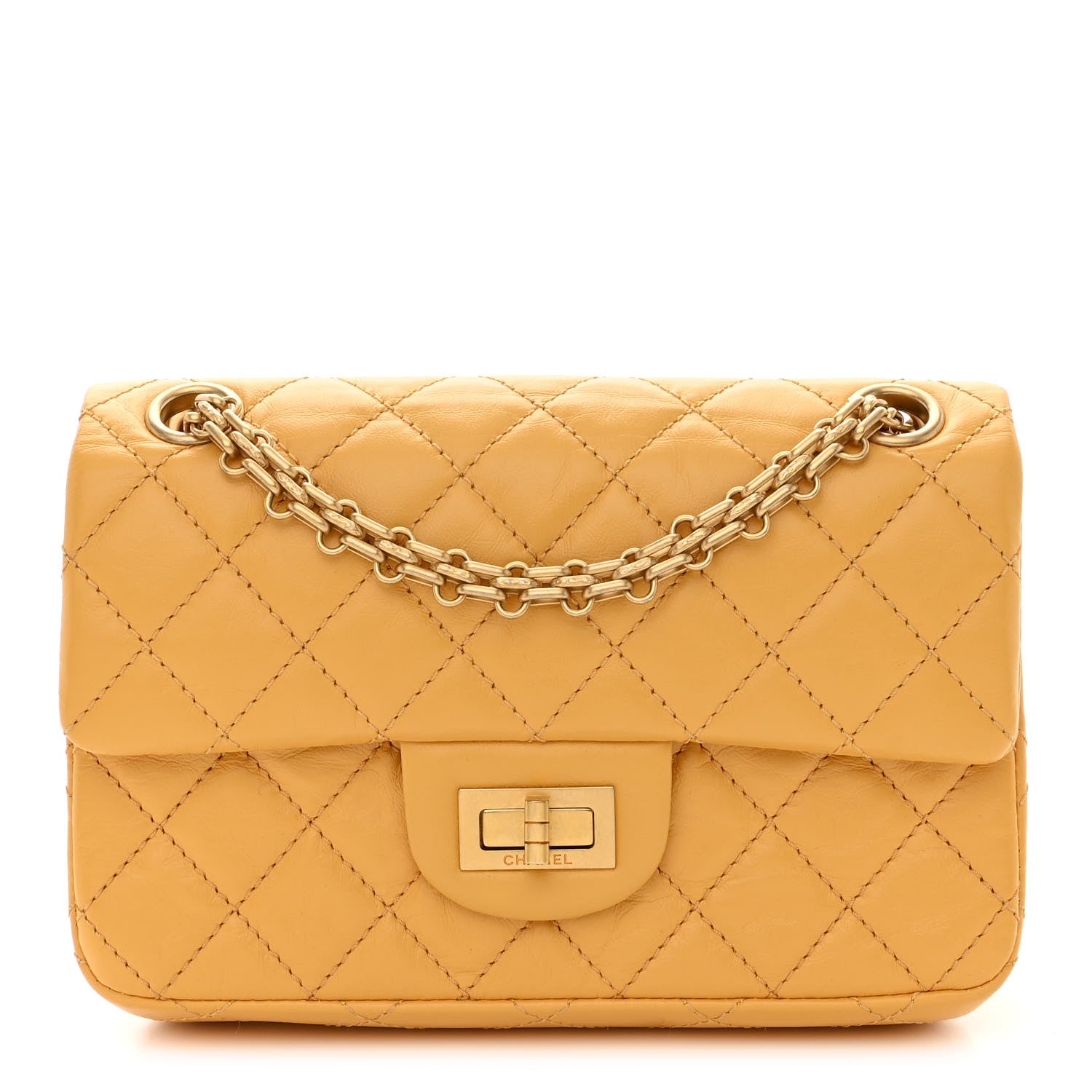 Chanel Aged Calfskin Quilted 2.55 Reissue Mini Flap Yellow 1 of 11