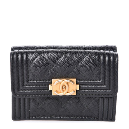Chanel Caviar Quilted Small Boy Flap Wallet Black 1 of 8