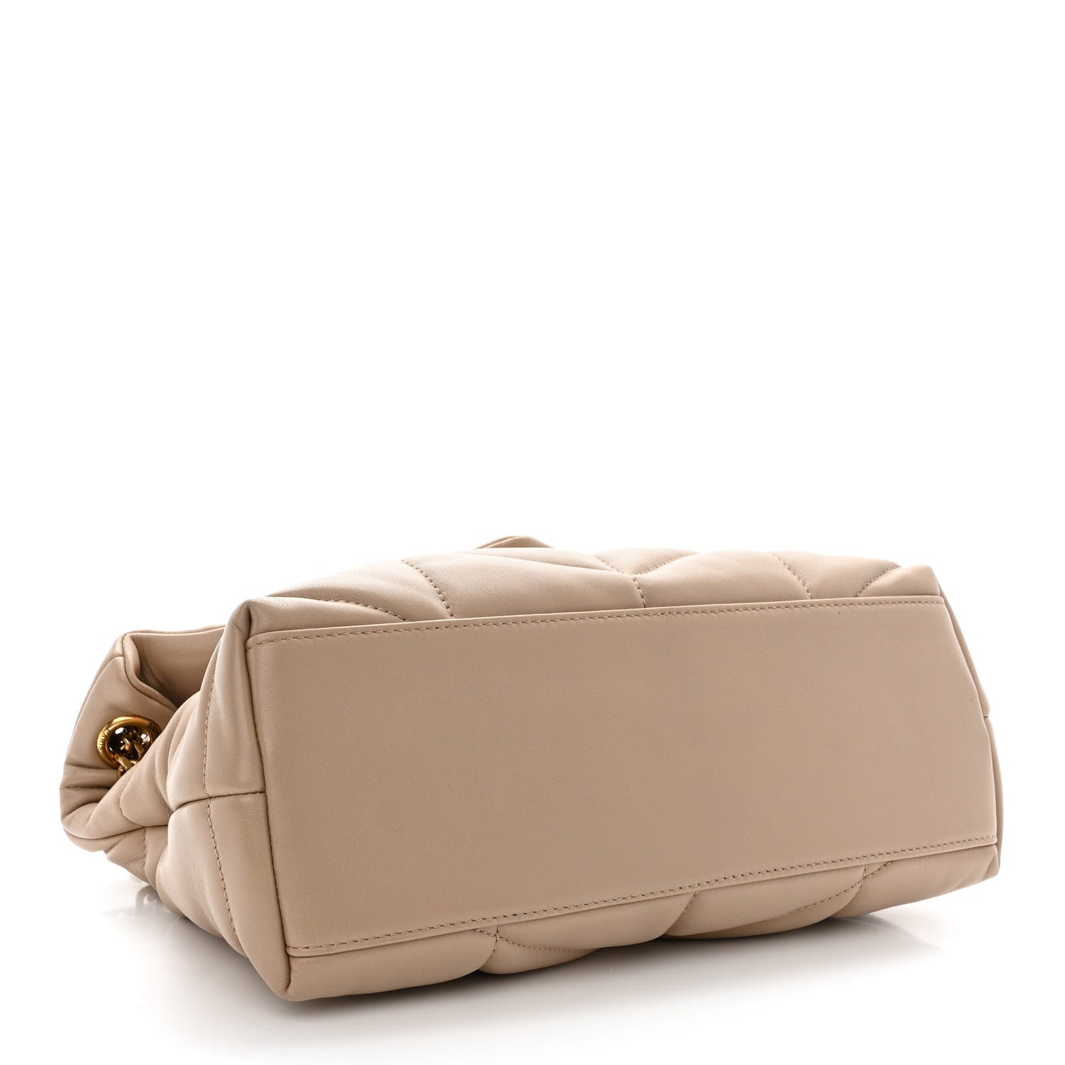 Saint Laurent Lambskin Quilted Small Loulou Puffer Monogram Chain Satchel Dark Beige 4 of 9