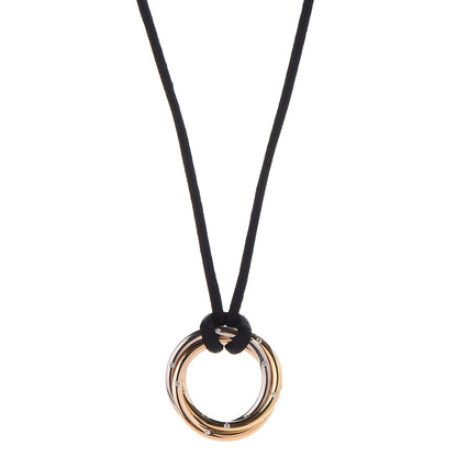 Cartier 18K Pink Yellow White Gold Diamond Trinity Cord Necklace 1 of 7