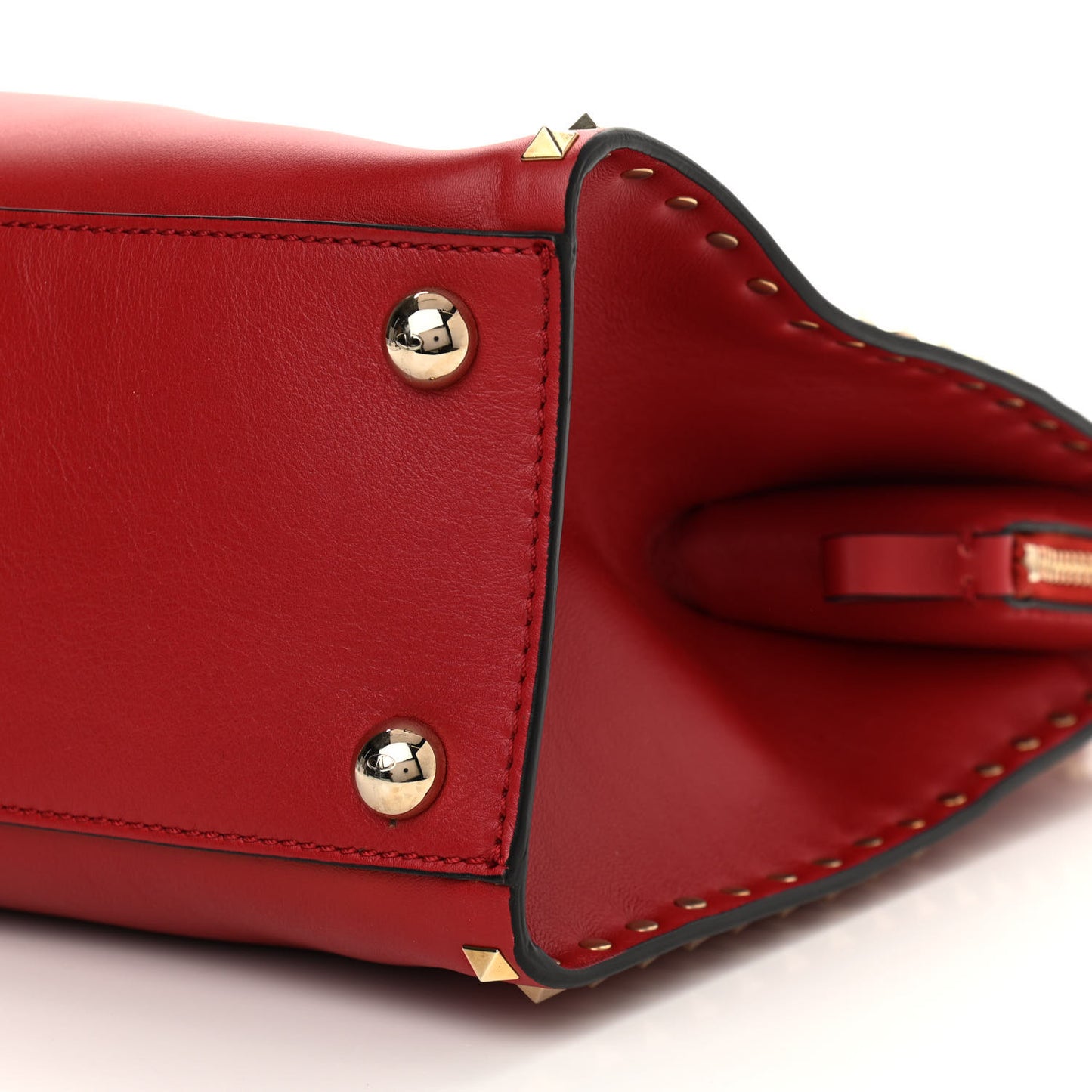 Vitello Rockstud Dome Shopper Rosso Valentino