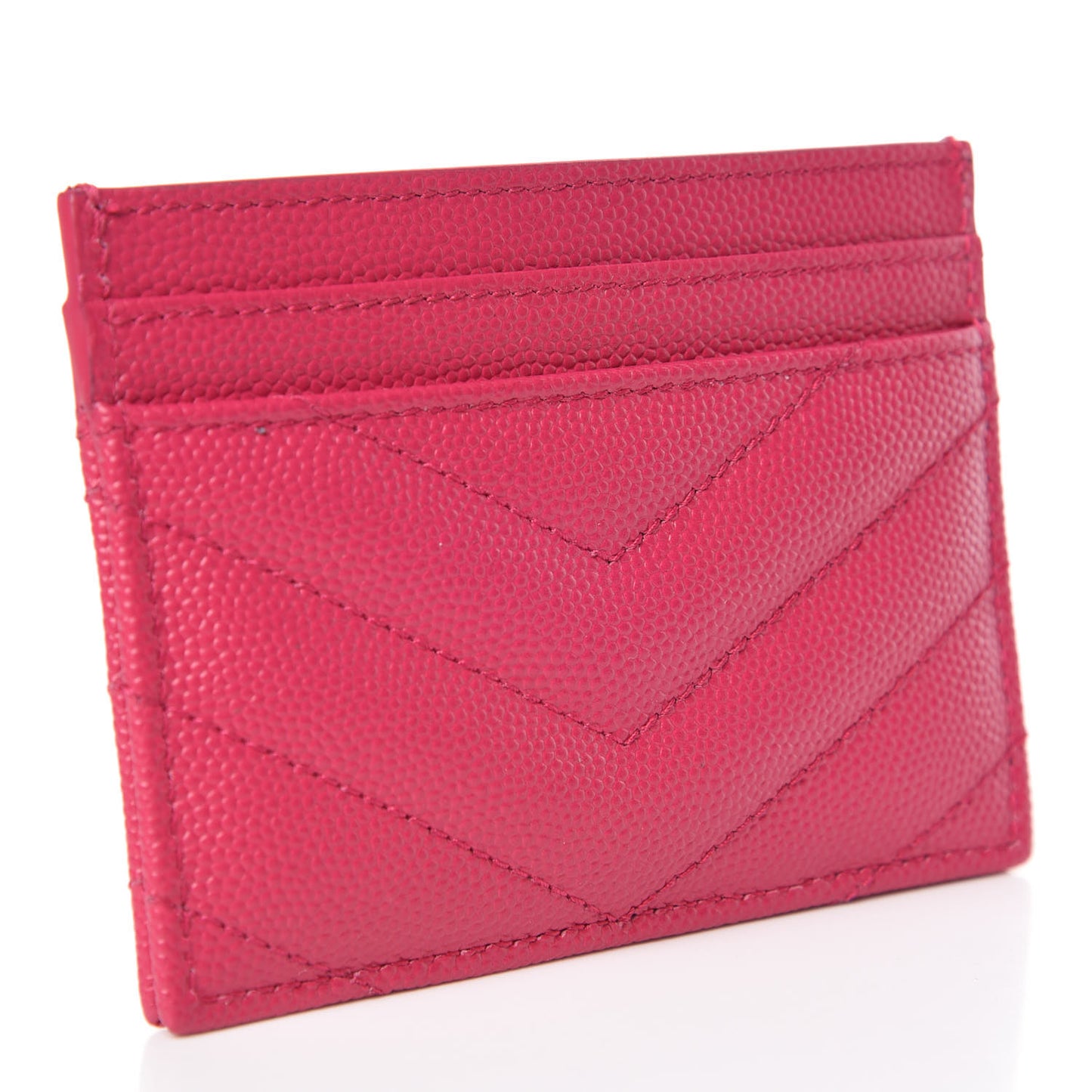 Grain De Poudre Matelasse Chevron Monogram Credit Card Case Fresh Fuxia