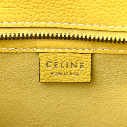 Celine Drummed Calfskin Nano Luggage Citron 6 of 9