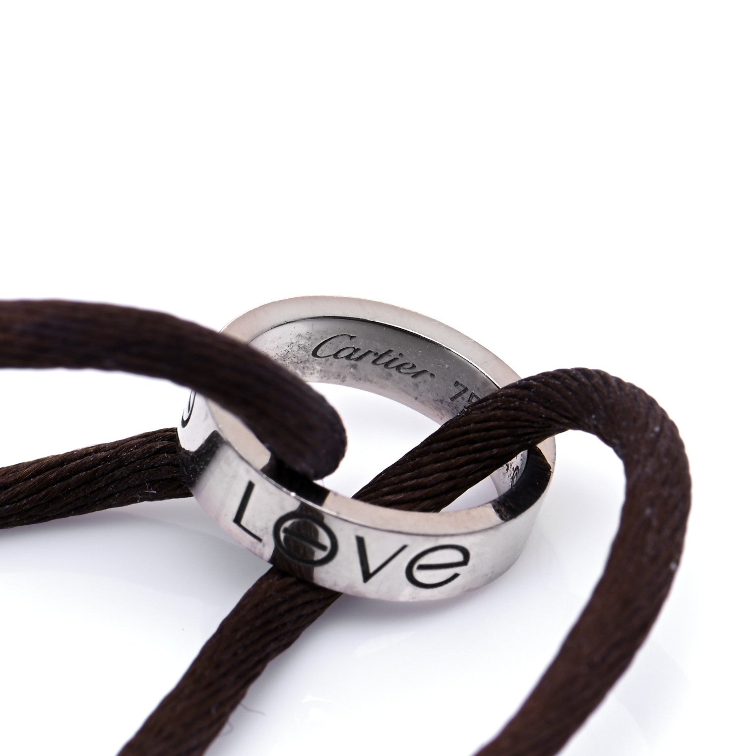 Cartier 18K White Gold Charity LOVE Adjustable Cord Bracelet Brown 5 of 5