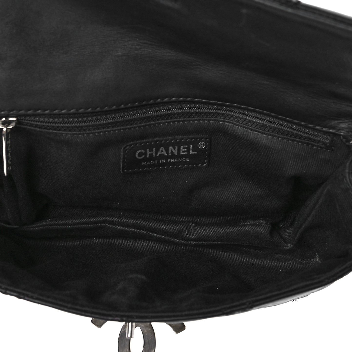 Calfskin Quilted Double Stitch Hamptons Clutch with Chain Black