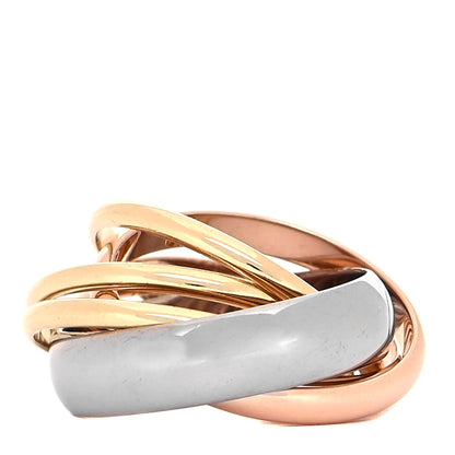 Cartier 18K Pink Yellow White Gold Diamond Trinity 6 Band Ring 47 4 3 of 5