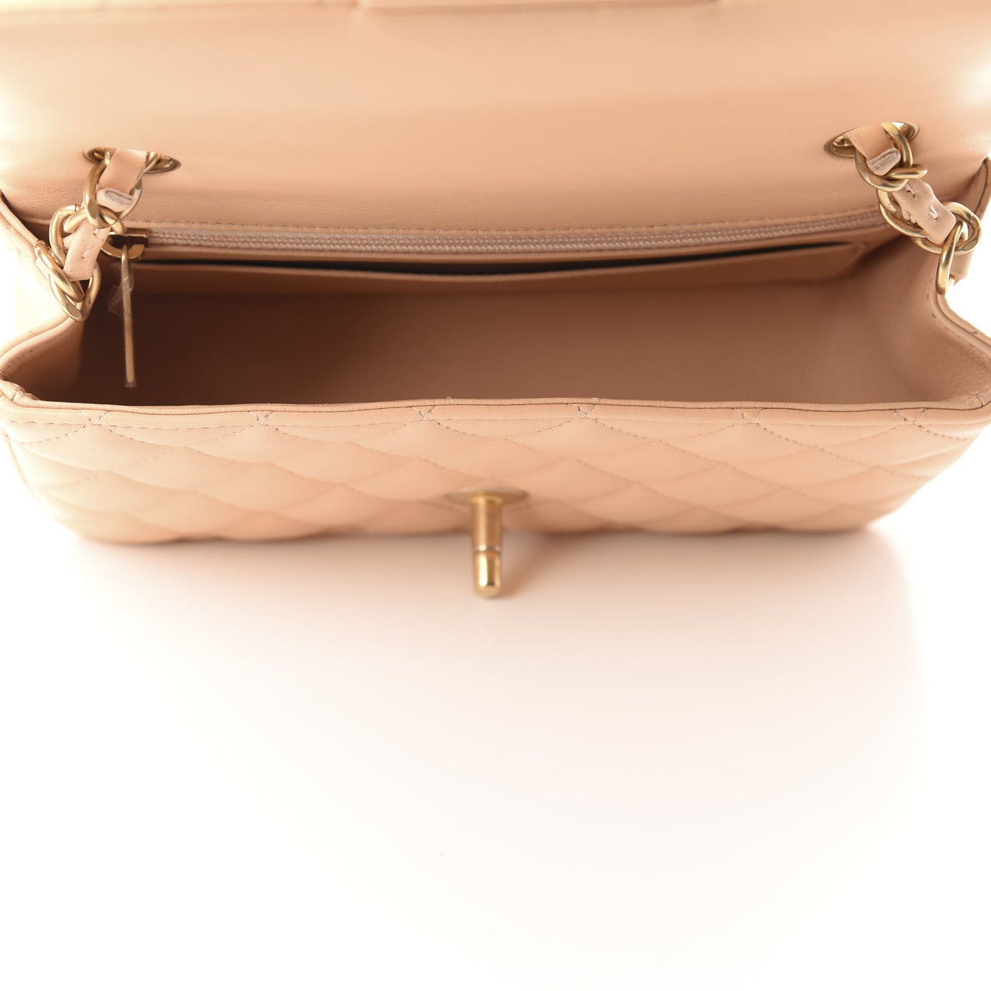 Lambskin Quilted Mini Rectangular Flap Beige